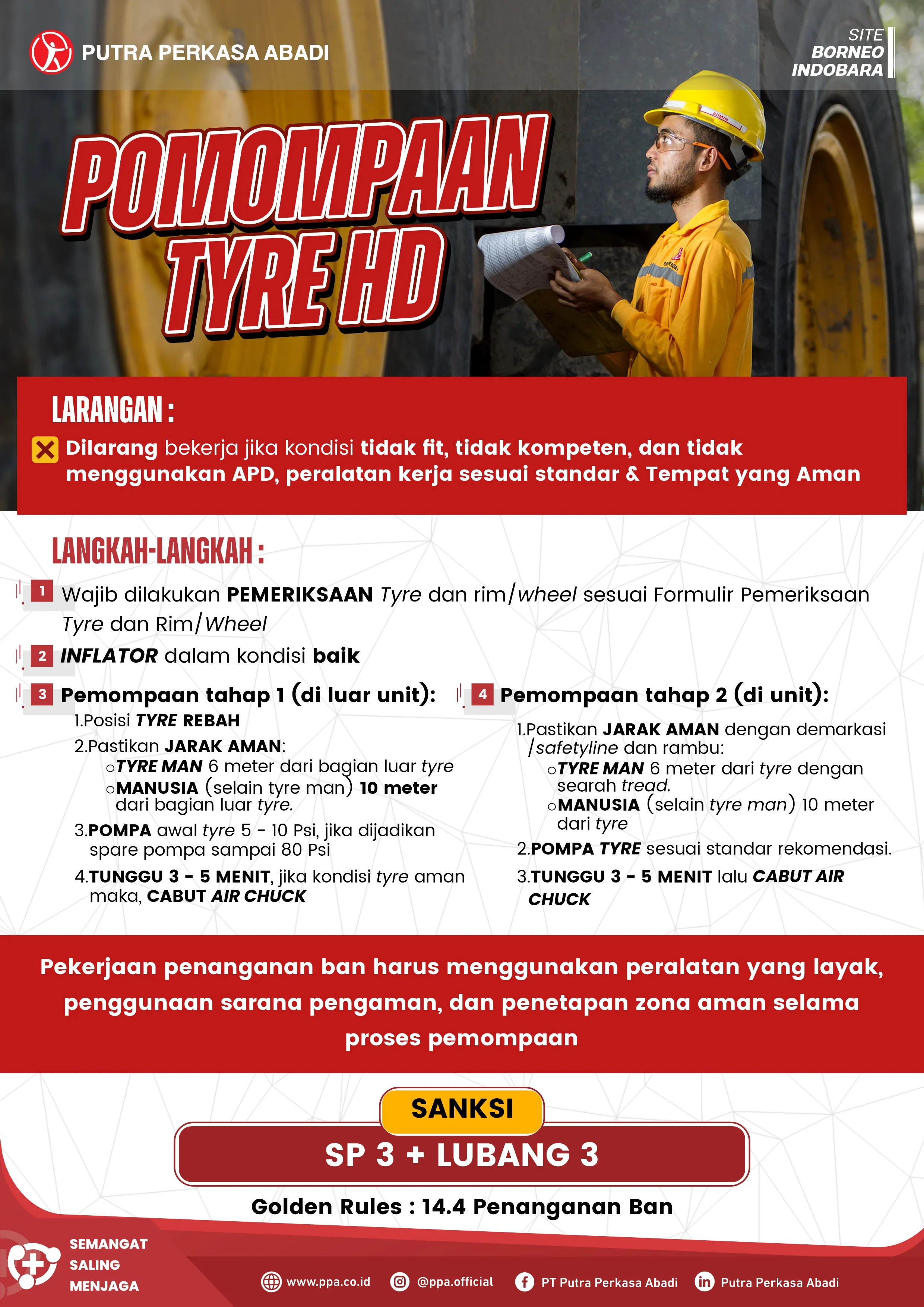 Pemompaan Tyre HD Harus Dilakukan dengan Peralatan Standar dan Zona Aman yang Jelas